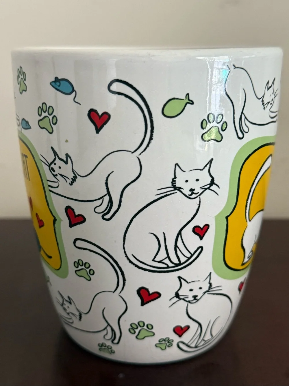 I Love My Cat Ceramic Mug - Green Handle